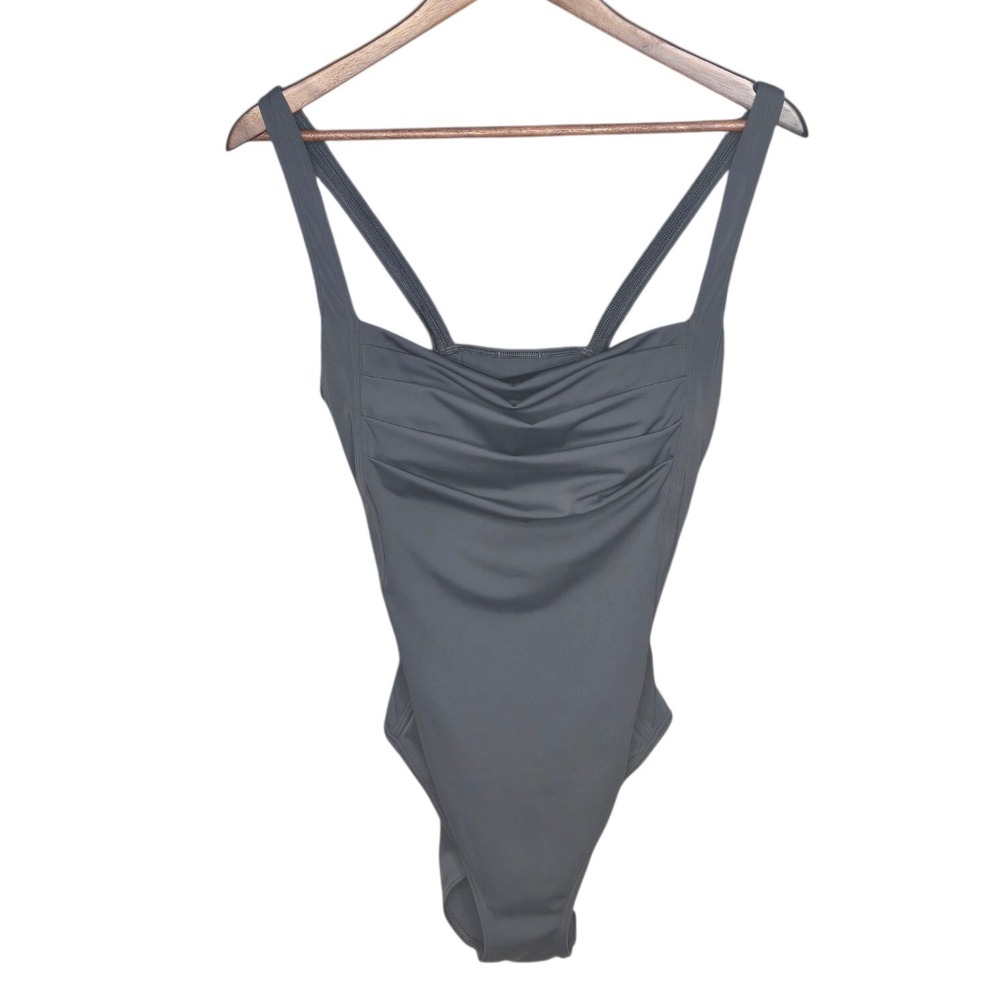Calvin‎ Klein Swimsuit Ruched One Piece High Cut Leg Nylon Blend Size 14